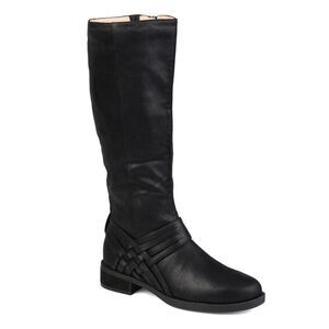 JOURNEE COLLECTION Womens Black Side Meg Round Toe Block Heel Snow Boots 5.5 M